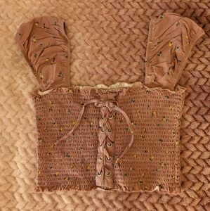 PacSun Purple Smocked Tie Front Tank Top